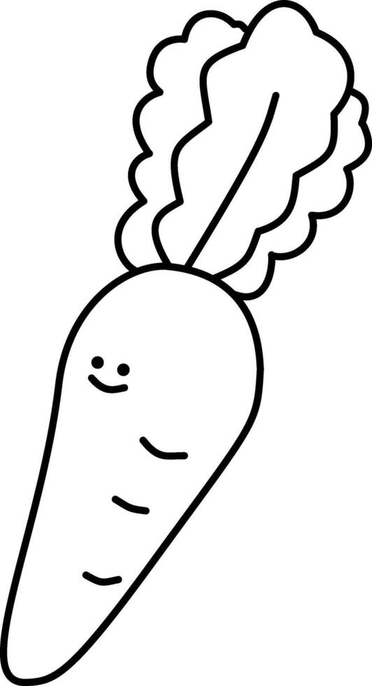 a cute carrot doodle hand drawn outline image vector