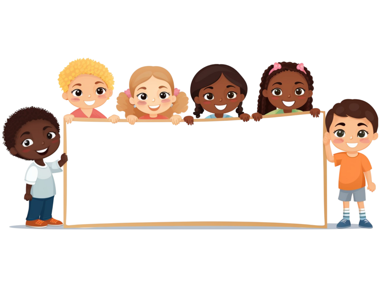 Children holding a blank sign png