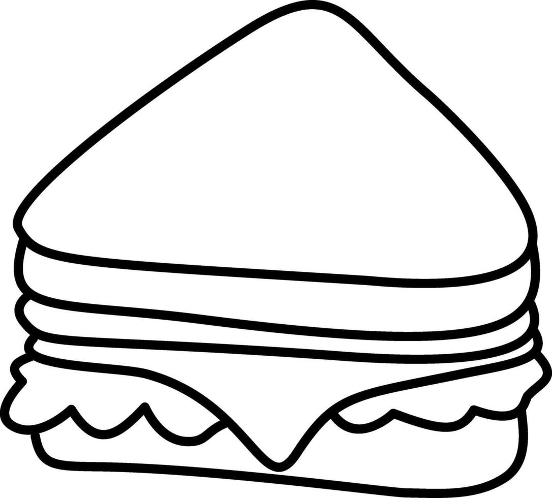 a cute sandwich doodle hand drawn outline image vector