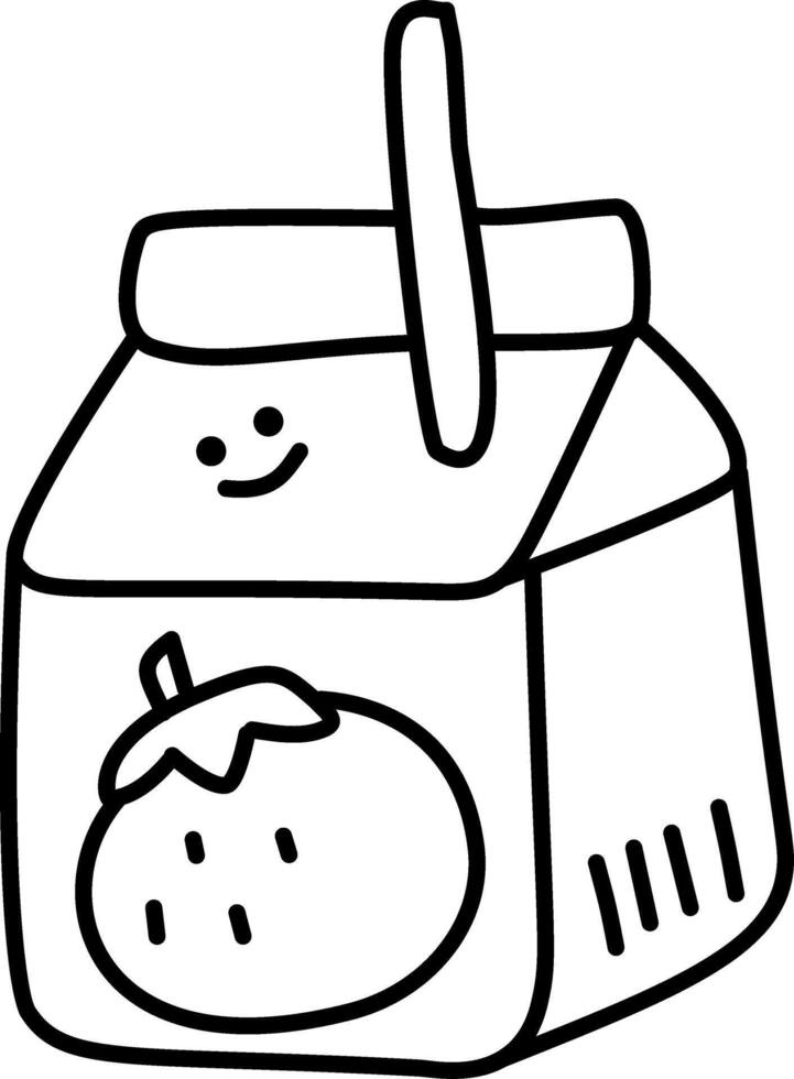 a cute boxed milk doodle hand drawn outline image vector