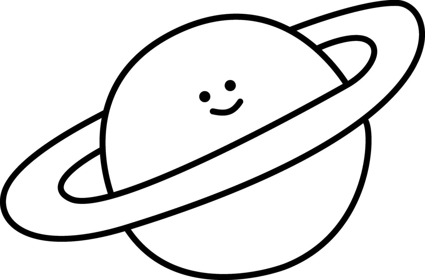 a cute saturn doodle hand drawn outline image vector