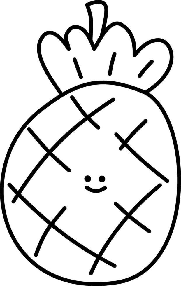 a cute pineapple doodle hand drawn outline image vector
