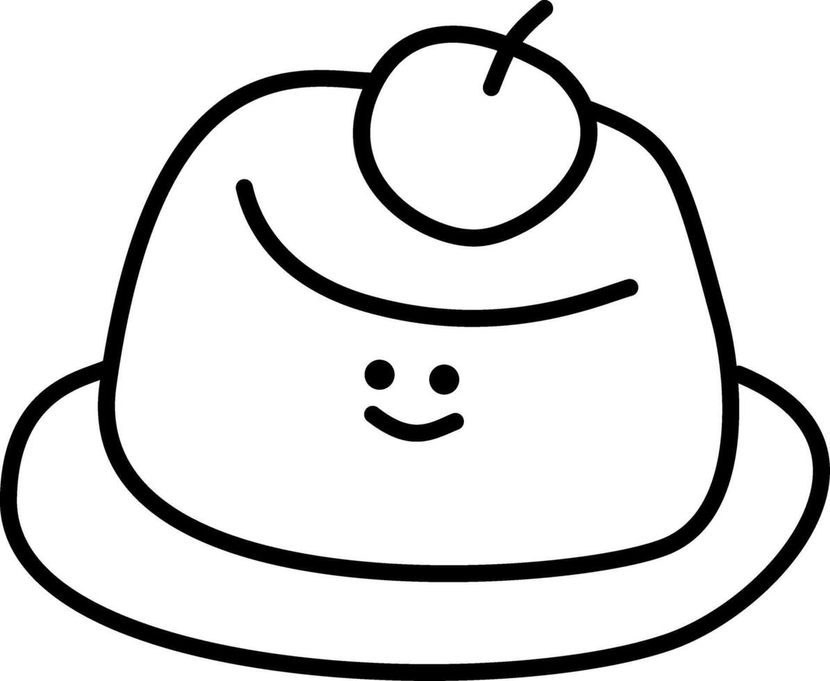 a cute pudding doodle hand drawn outline image vector