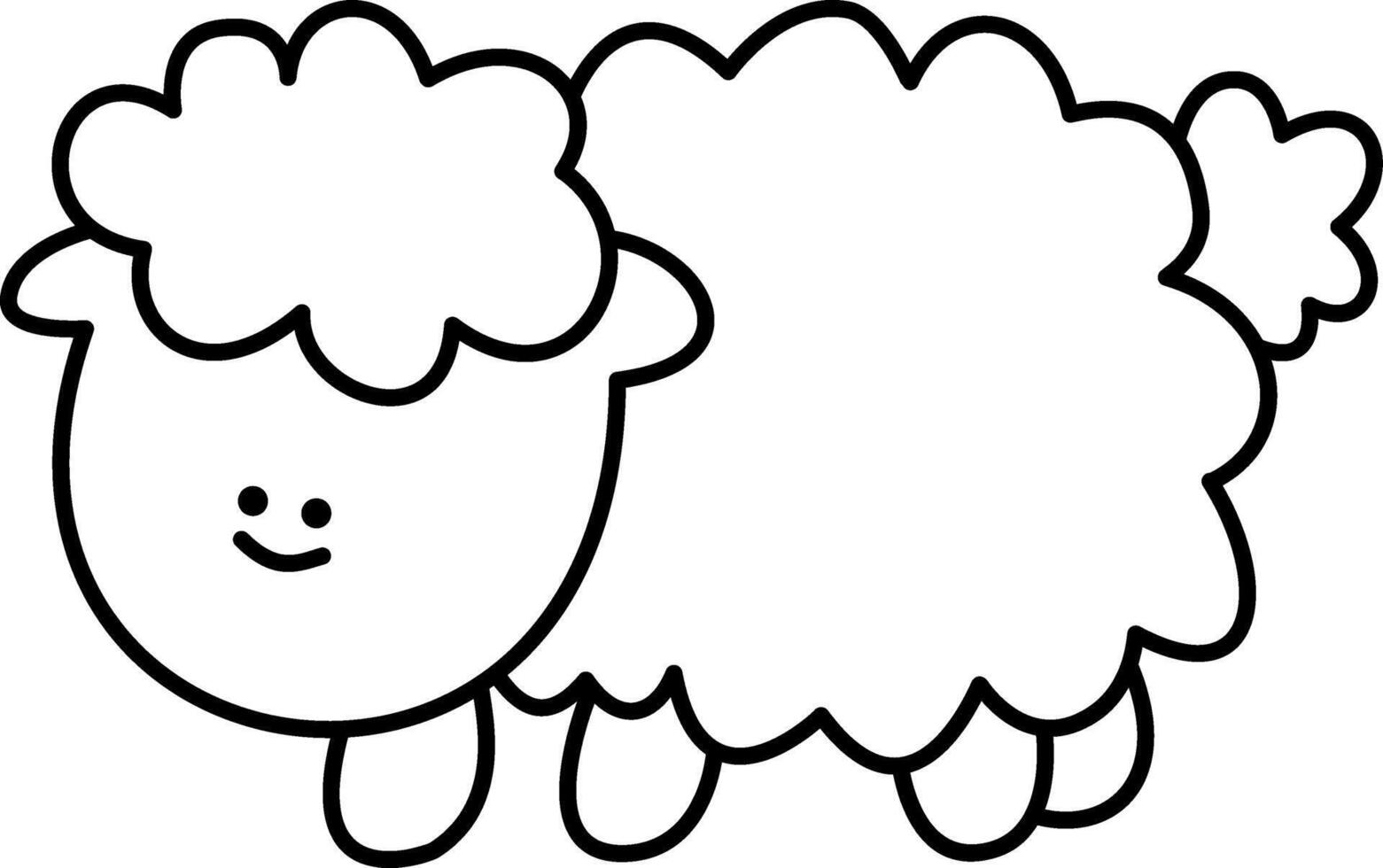 a cute sheep doodle hand drawn outline image vector