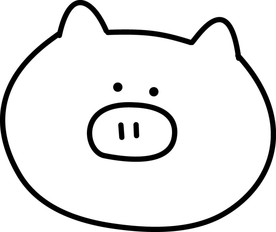 a cute pig doodle hand drawn outline image vector