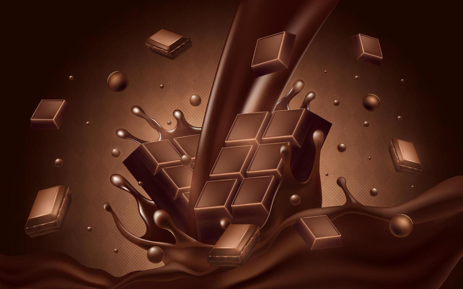 Chocolate Bars and Splashes Illustration vector