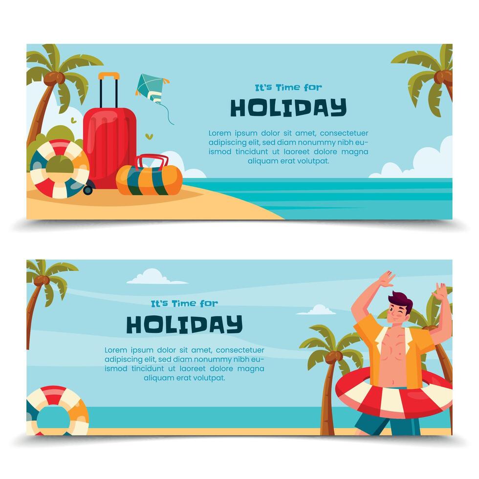 Vibrant Holiday Beach Banners vector