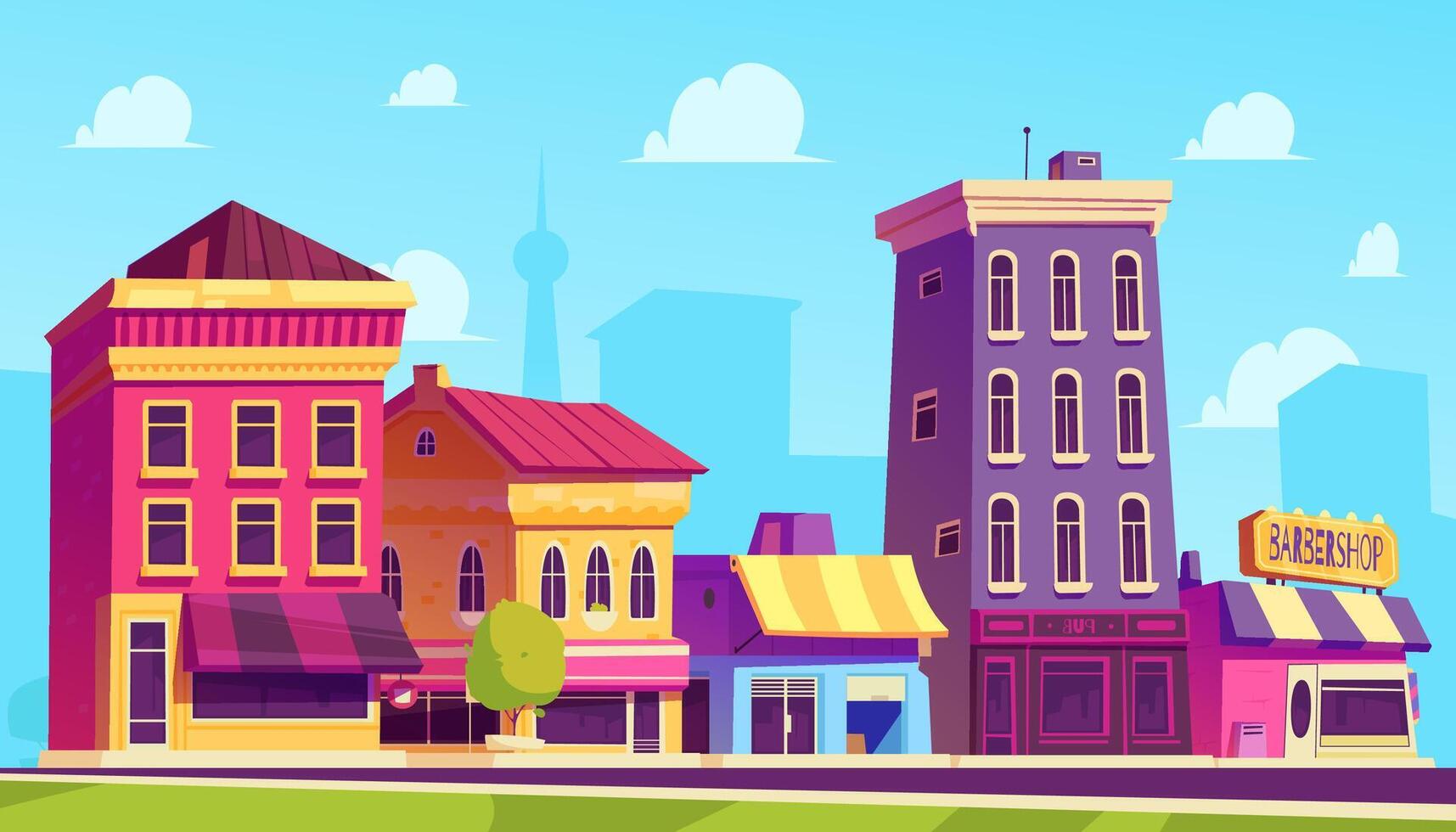 City landscape hand drawn composition vector