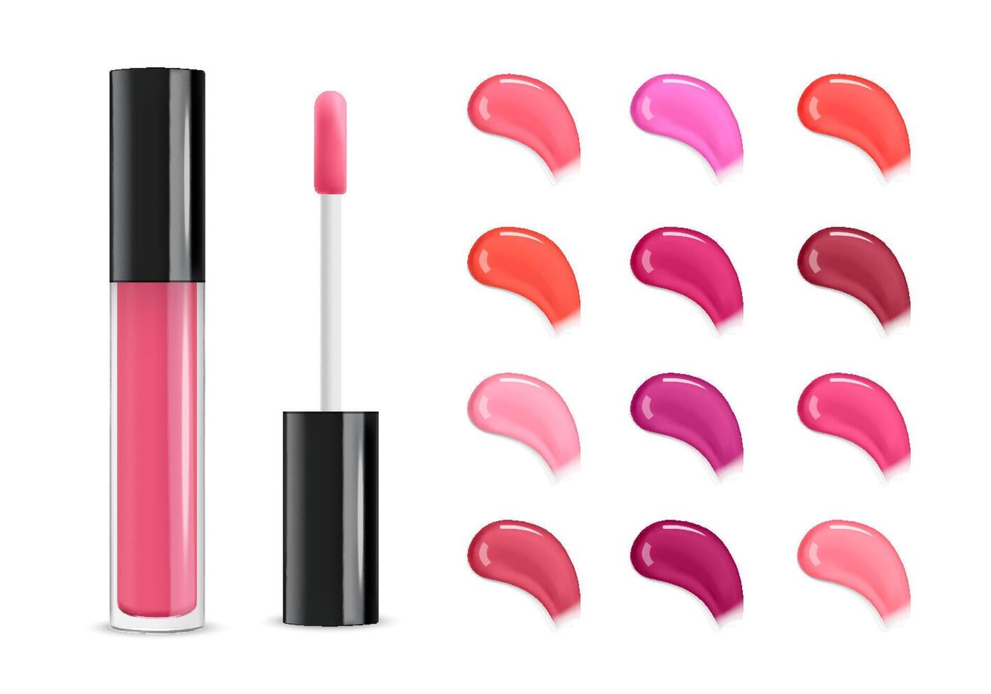 Lip Gloss Color Palette with Applicator vector