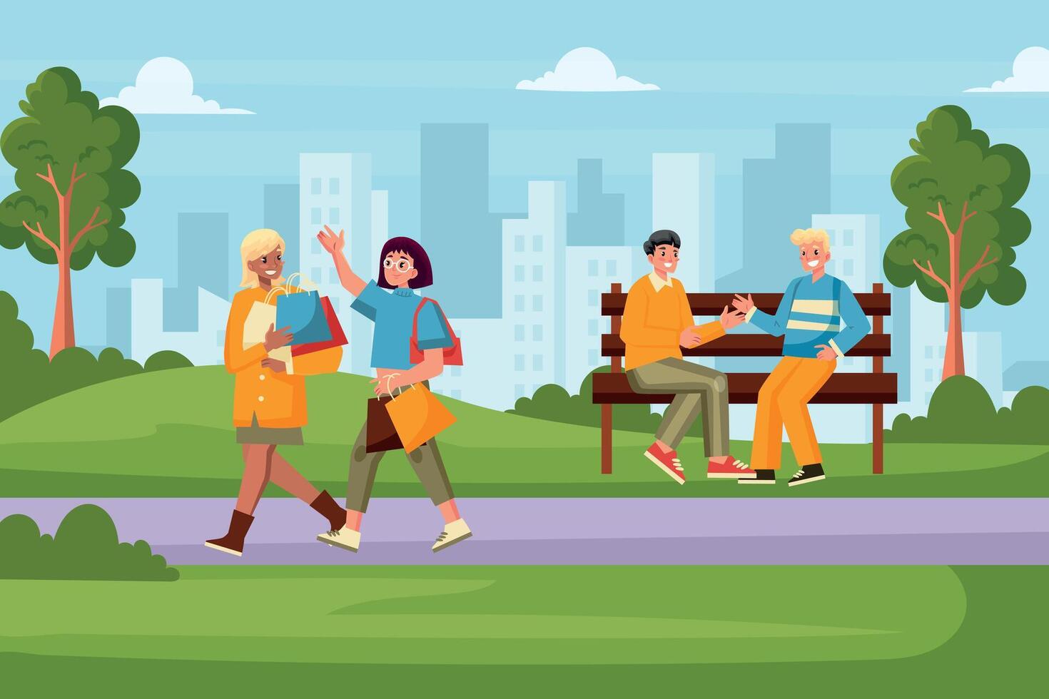 People Enjoying a Day in the Park vector