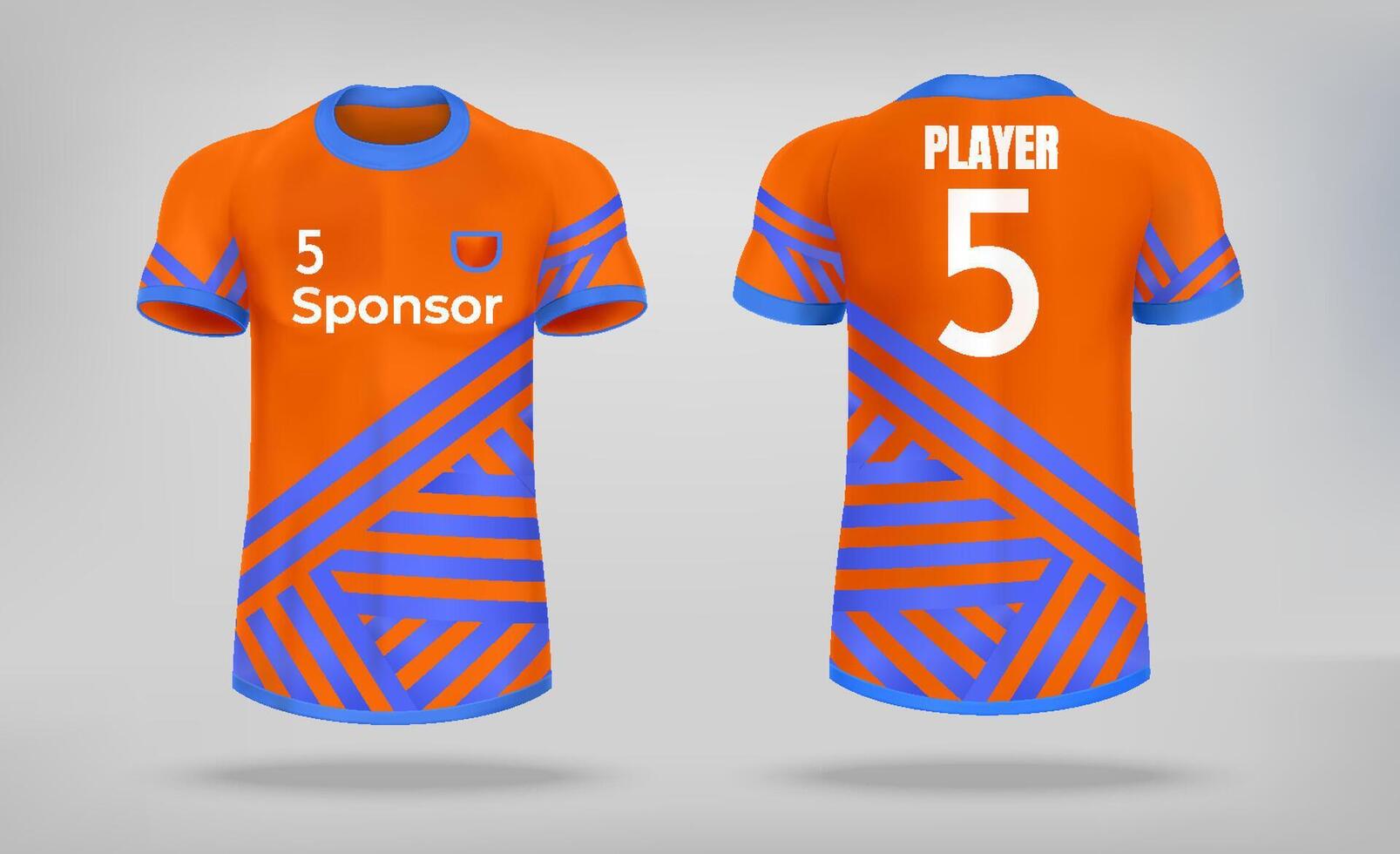 Orange and Blue Sports Jersey with Geometric Patterns vector
