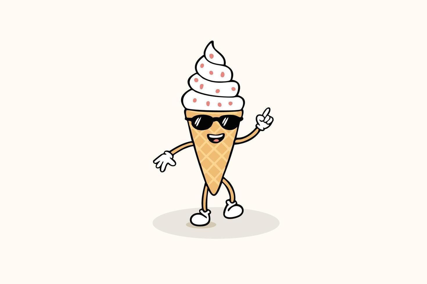 an ice cream cone walking with sunglasses vector