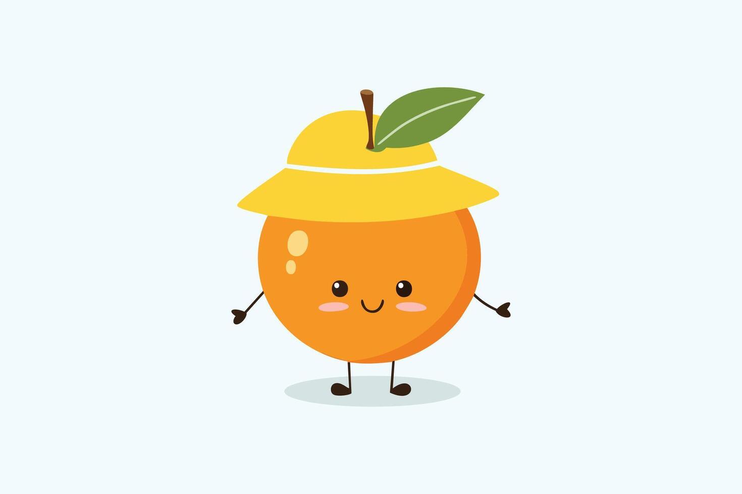 a cute orange wearing a bright yellow hat vector