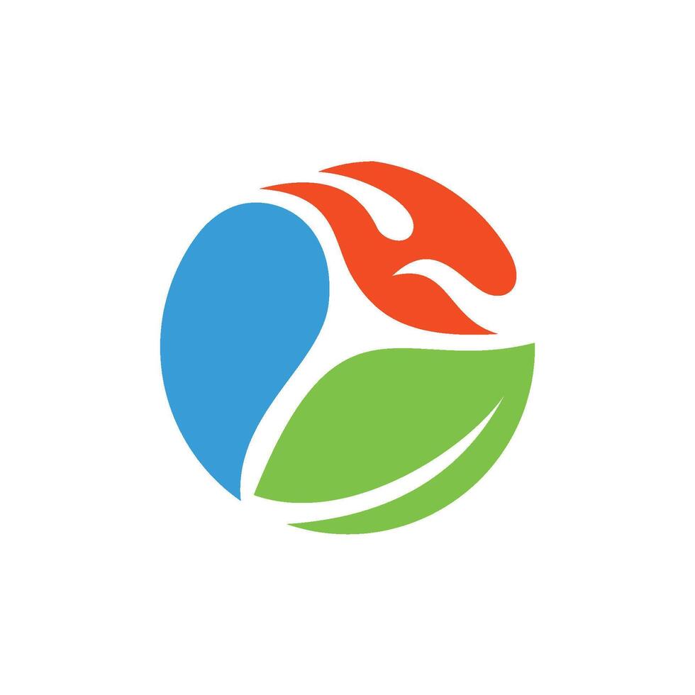 Circle Water Leaf and Fire Logo Template Illustration Design vector
