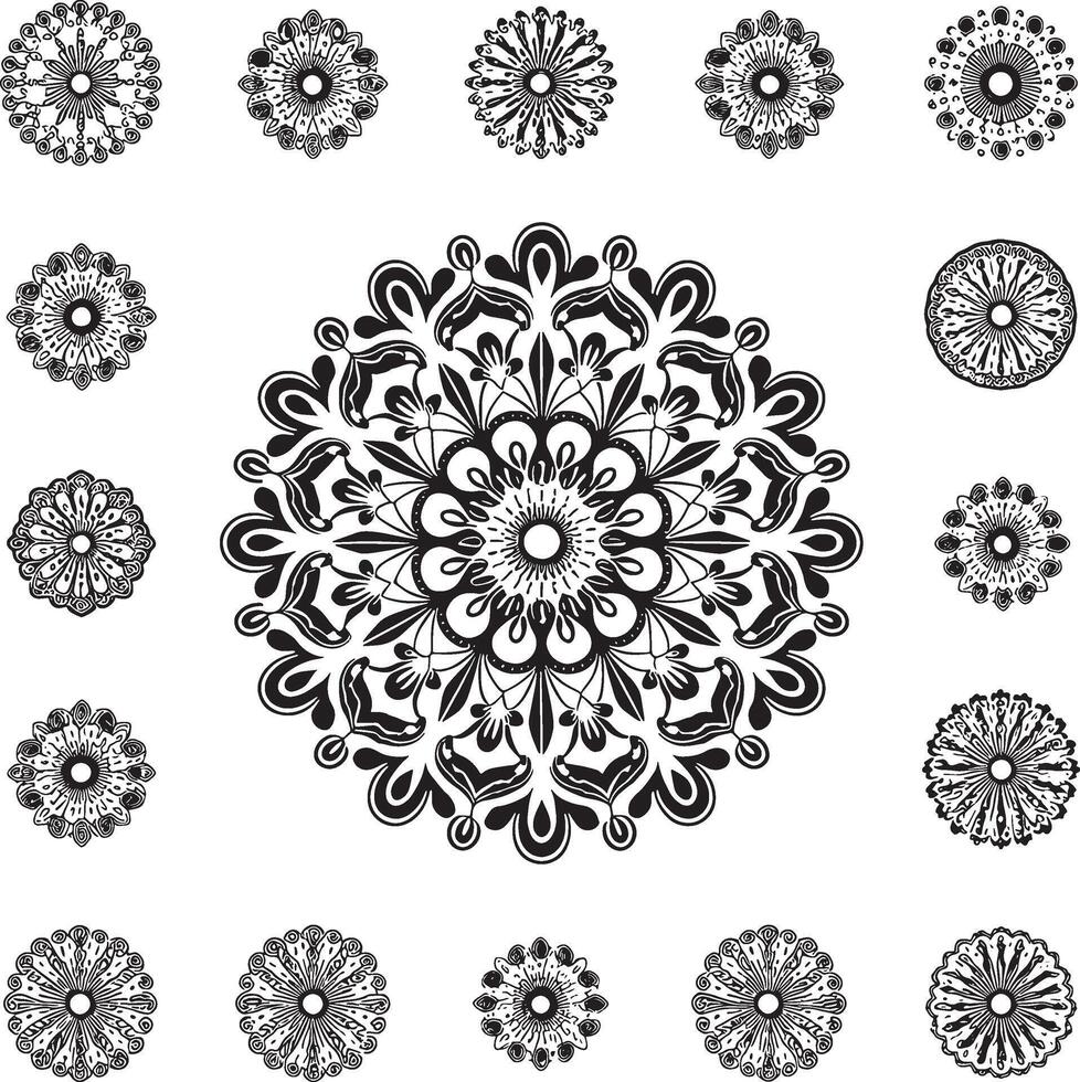 Detailed Mandala Outlines for Mehndi Coloring Pages vector