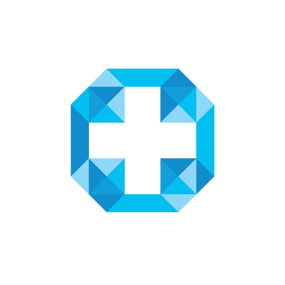 Healthcare Cross Diamond Gemstone Logo Template Illustration Design vector