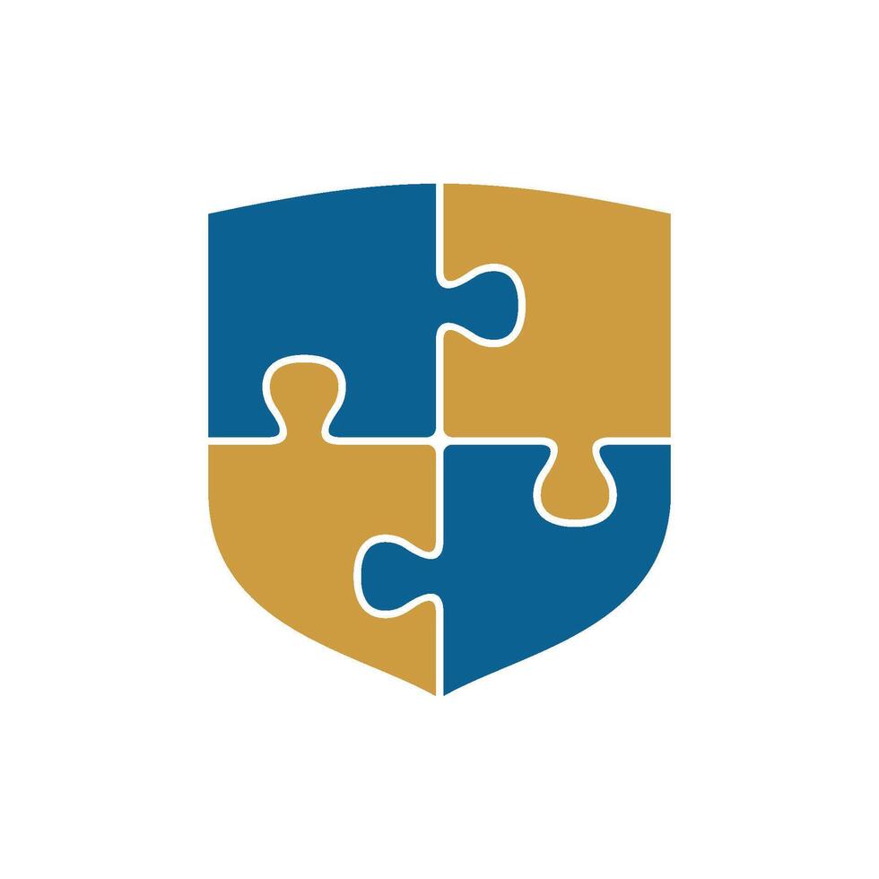 Shield Jigsaw Puzzle Icon Logo Template vector