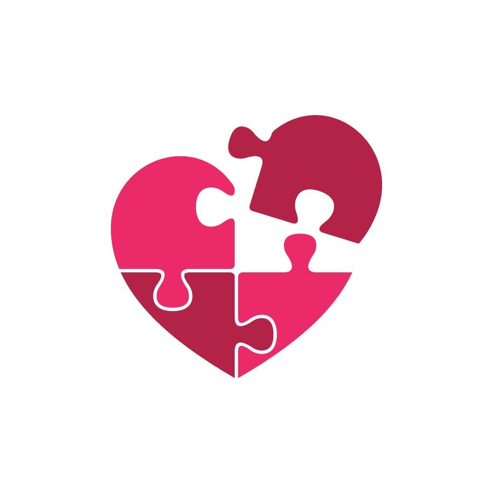 Heart Love Jigsaw Puzzle Icon Logo Template vector