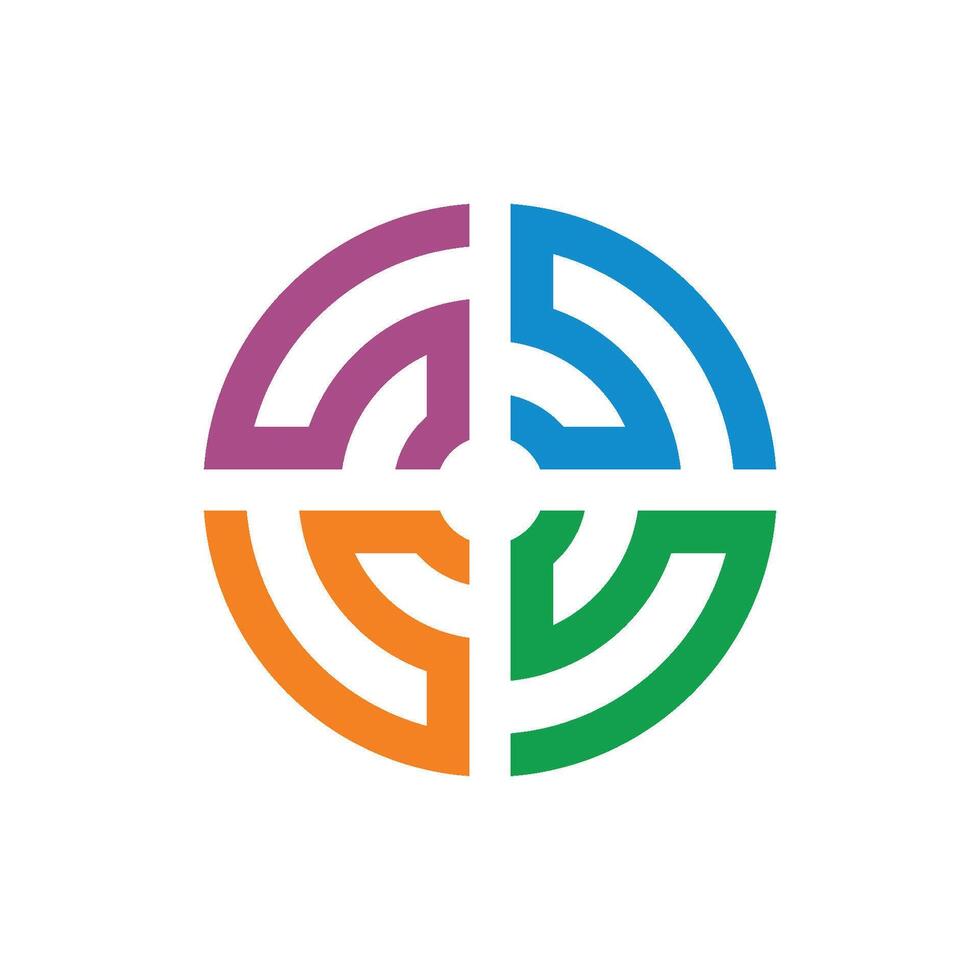 Circle Abstract Labyrinth Logo Template vector