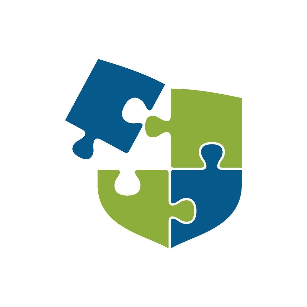 Shield Jigsaw Puzzle Icon Logo Template vector