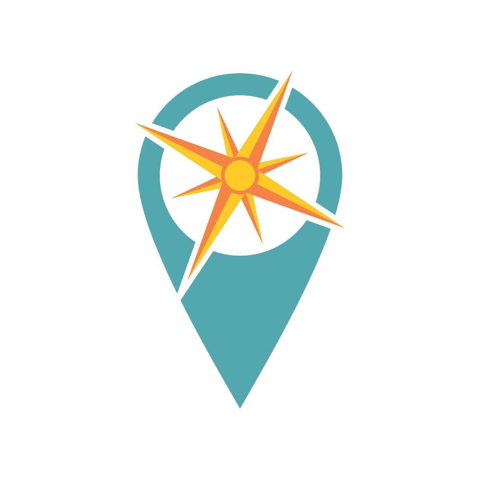 Compass Rose Pin Locator Template Illustration Design. vector
