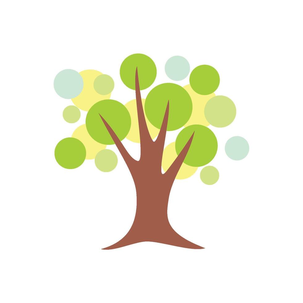 Tree with Circle Leaves Illustration Design vector