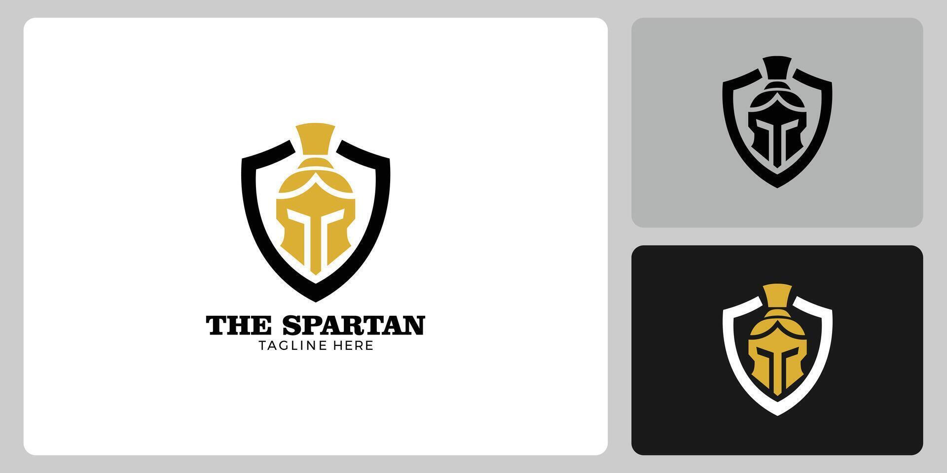 Spartan Helmet in Shield Logo Icon Template vector