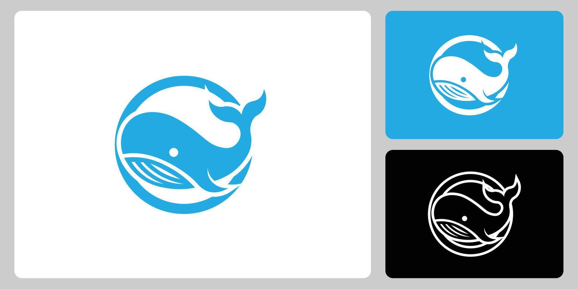 SImple Whale in Circle Logo or Icon Template vector
