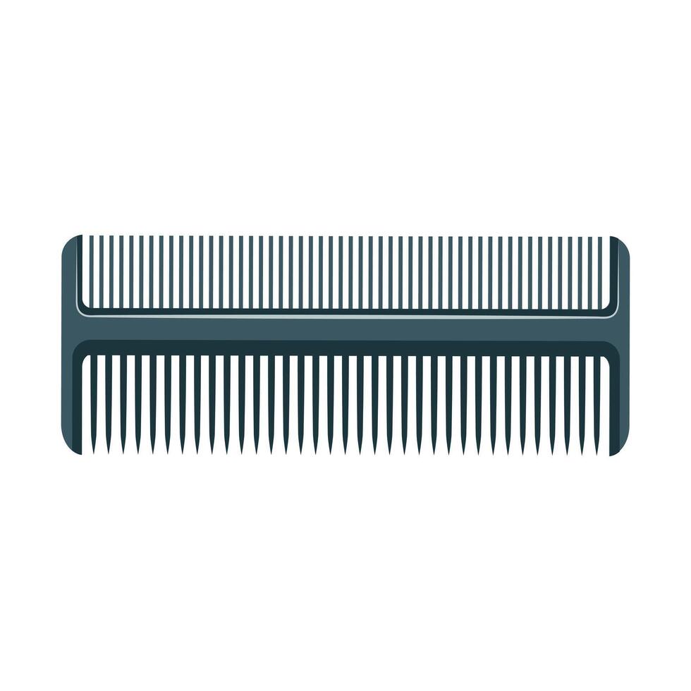 Hair comb. Black comb with two types of teeth. vector