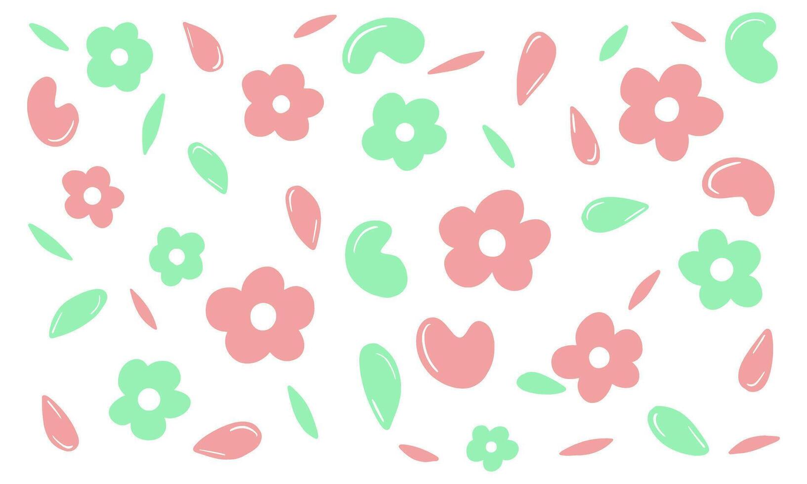 Pastel floral pattern with pink and green petals vector