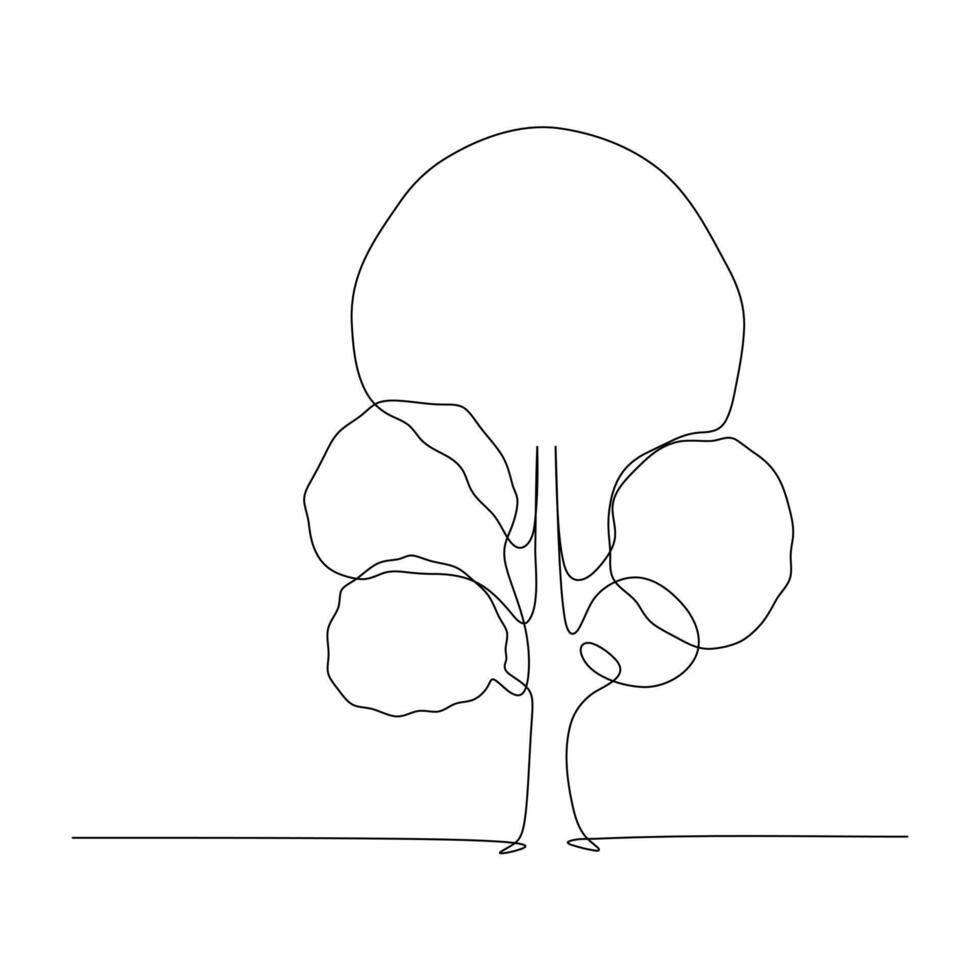 Continuous line drawing of a tree with black lines on a white background, simplicity and elegance in nature inspired art vector