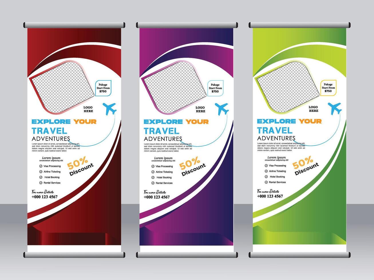 Tour And Travel Roll Up Banner Template Design vector