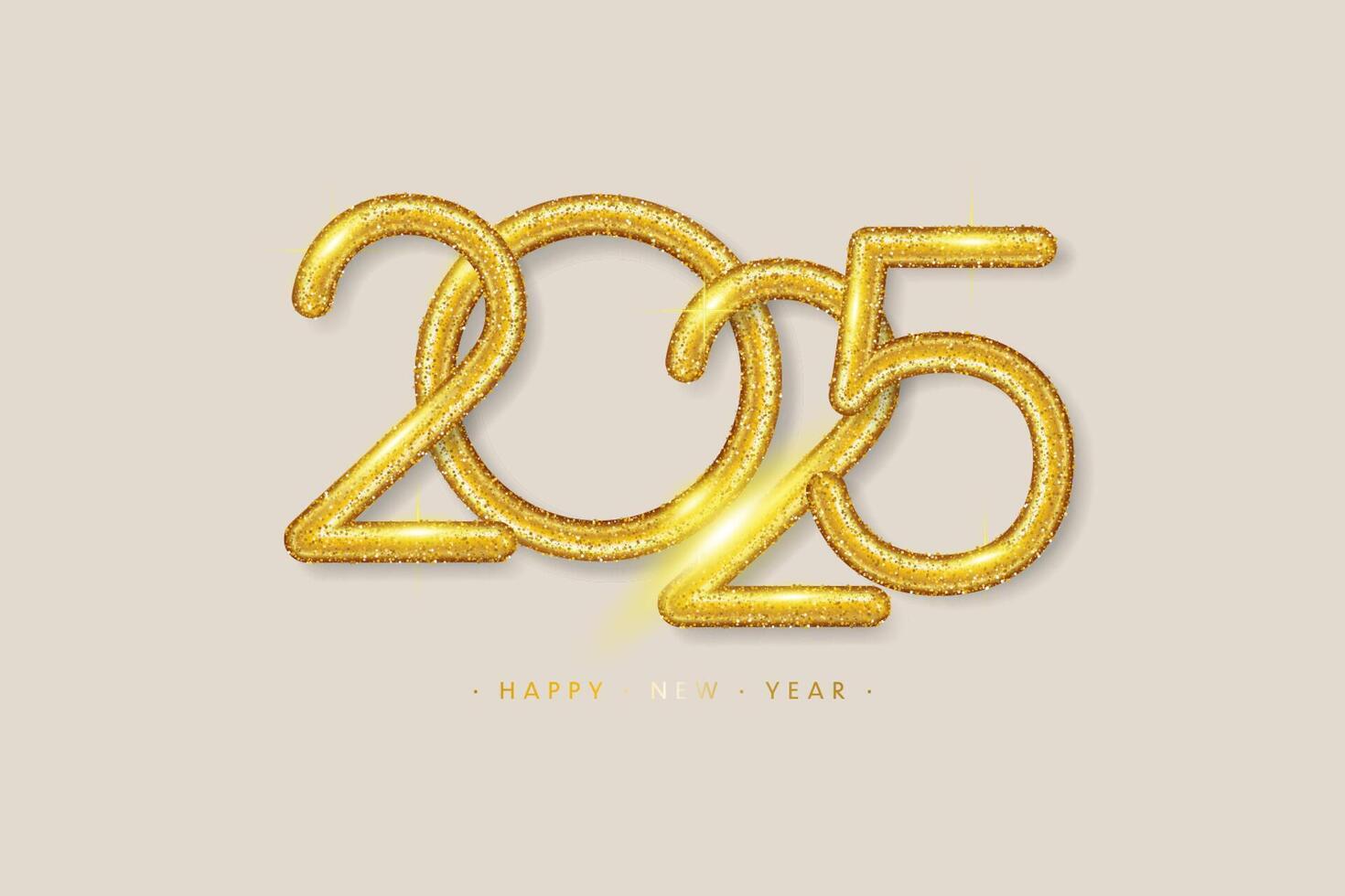 2025 Golden numbers, Happy New Year greetings in 3D style vector