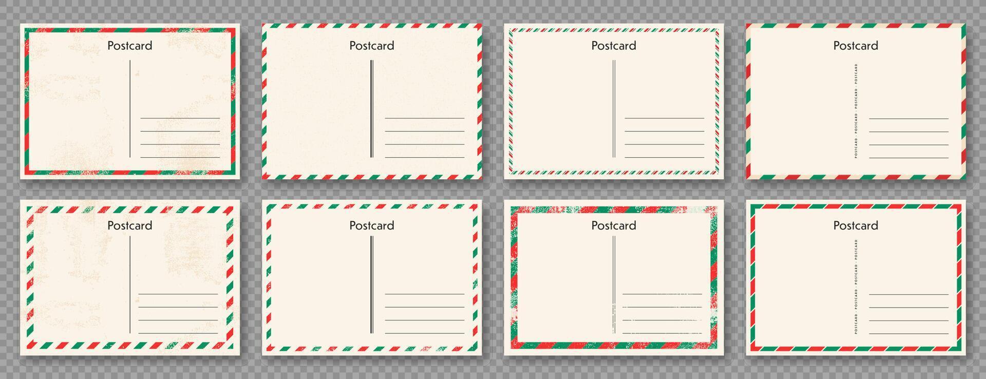 Postcard Frames set. Vintage postcard with paper texture. Postal card blank design vector