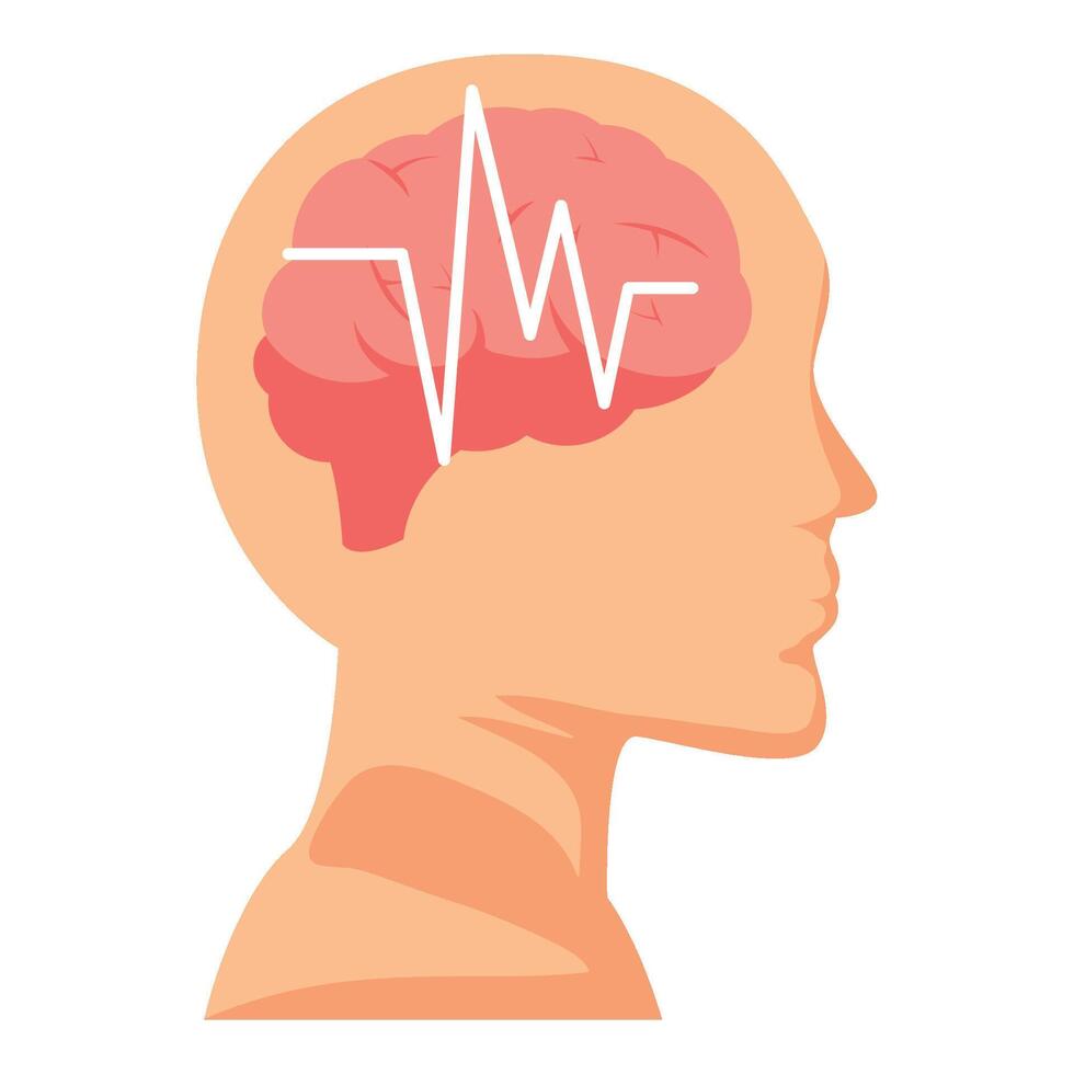 human brain profile isolated vector