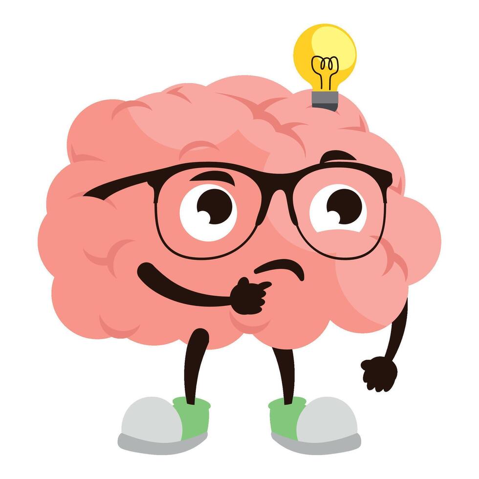 cartoon brain having idea isolated vector