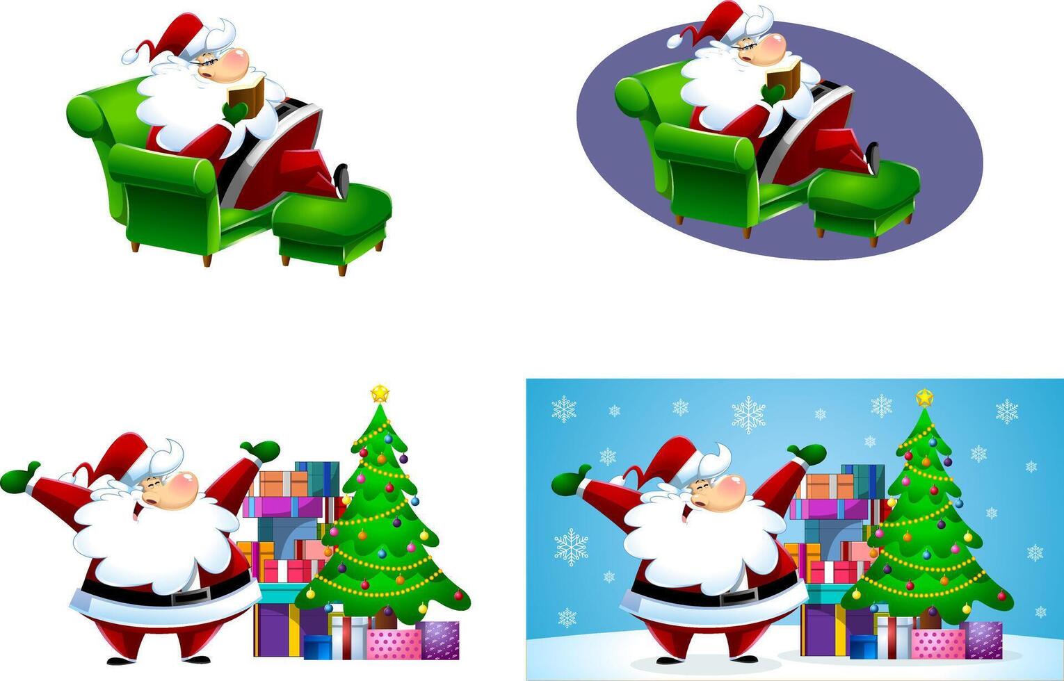 Santa Claus Cartoon Character. Flat Design Collection Set vector