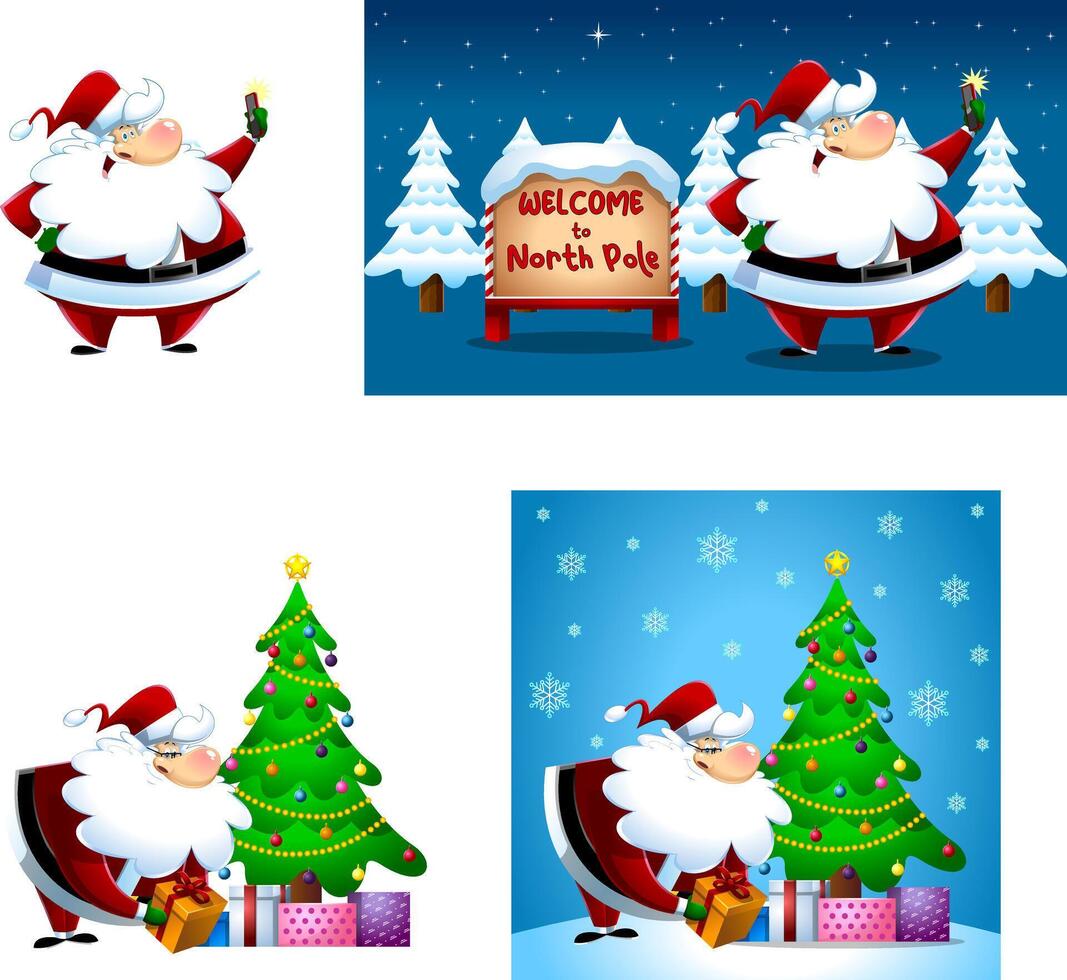 Santa Claus Cartoon Character. Flat Design Collection Set vector