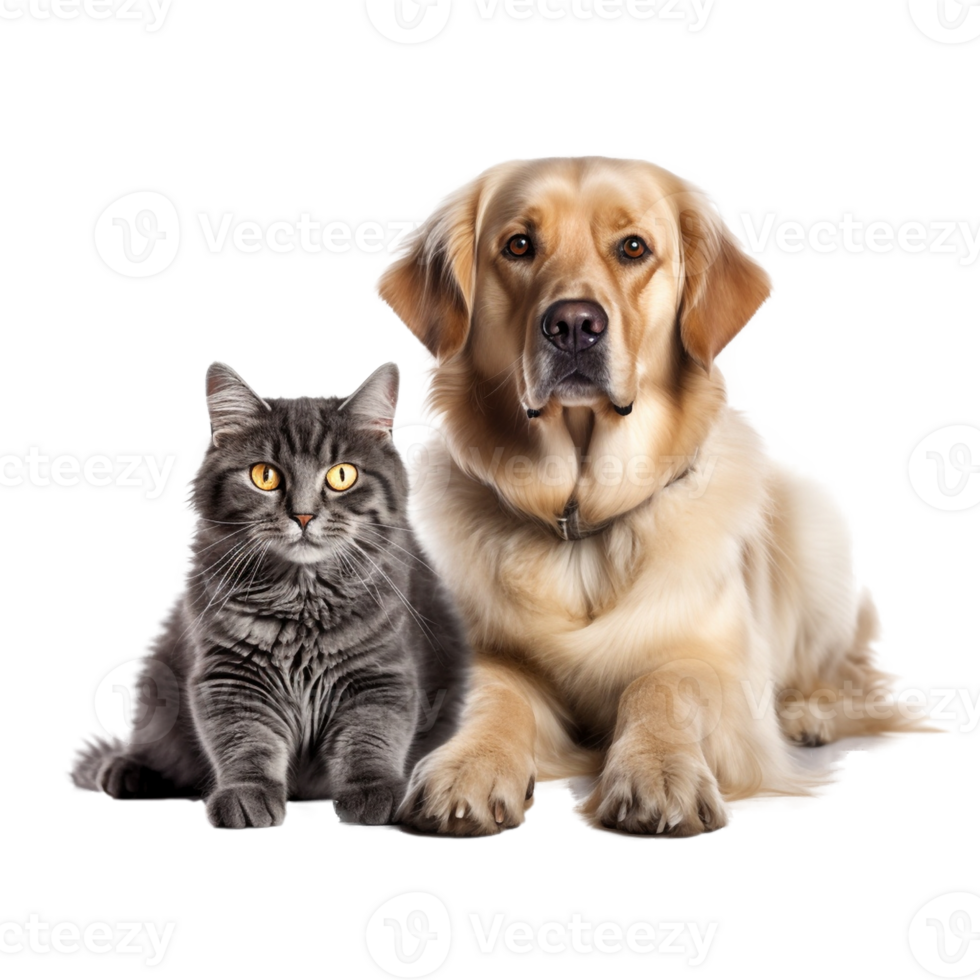 Cat and dog friends isolated on transparent background png
