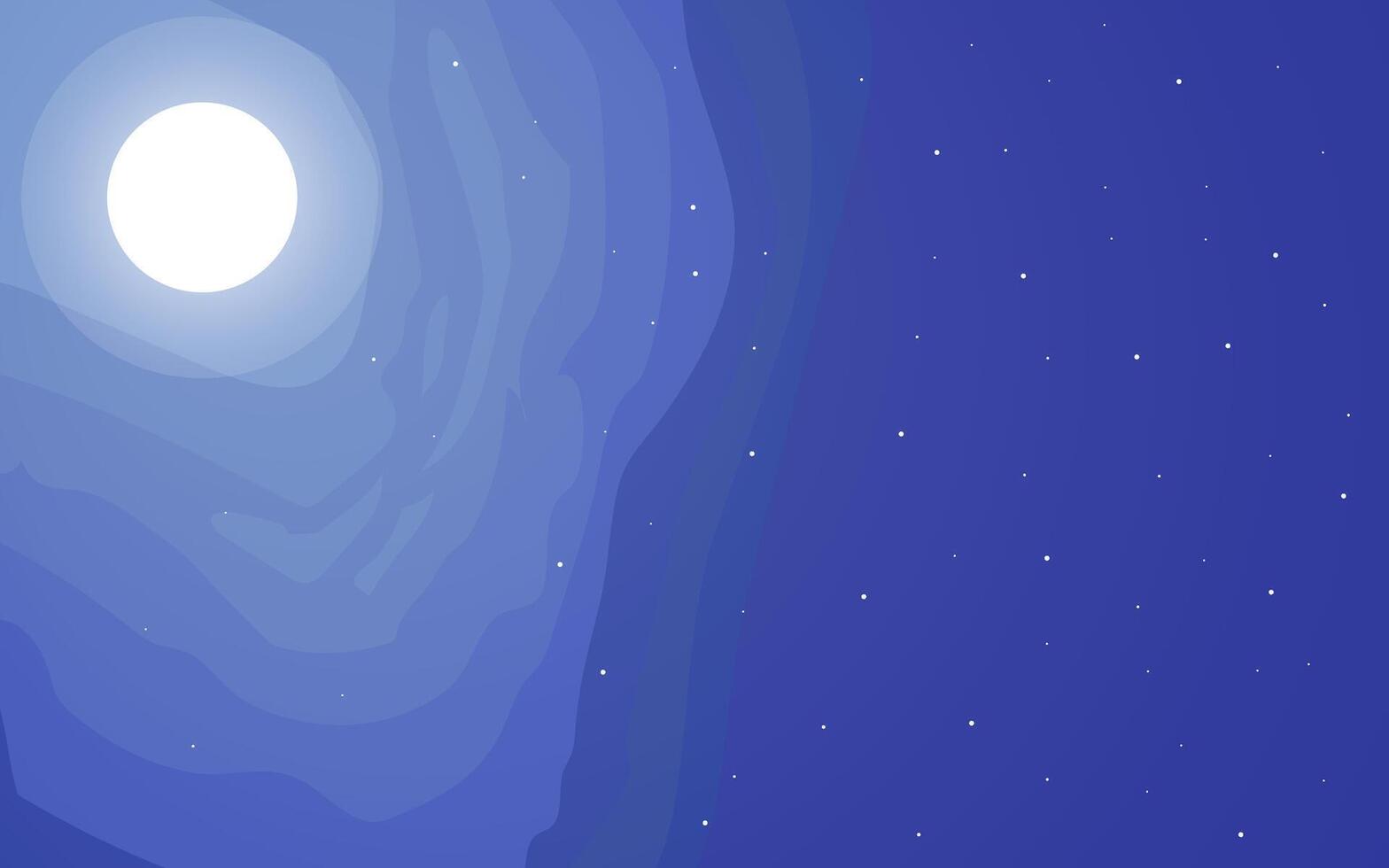 full moon flat illustration. Moon with stars at night vector