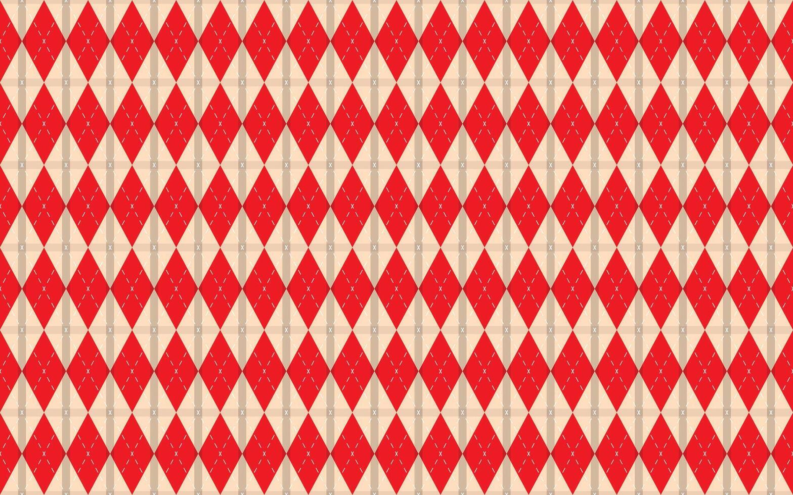 Seamless argyle pattern.Christmas plaid pattern. graphic background in red and beige color with dark lines. vector