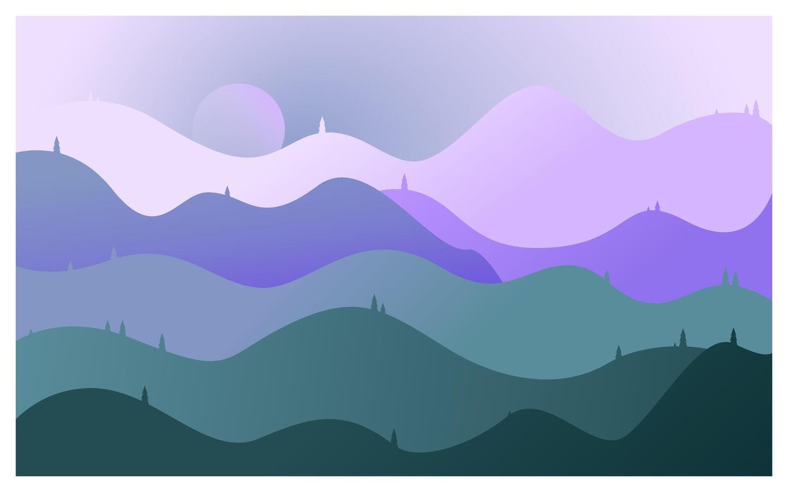 mountain ranges in the fog, panoramic view illustration, fantasy serene mountain scene vector
