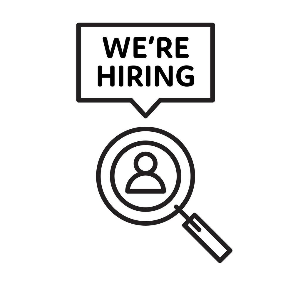 we're hiring icon, talent search symbol, company hiring flat icon or recruiter clip art vector