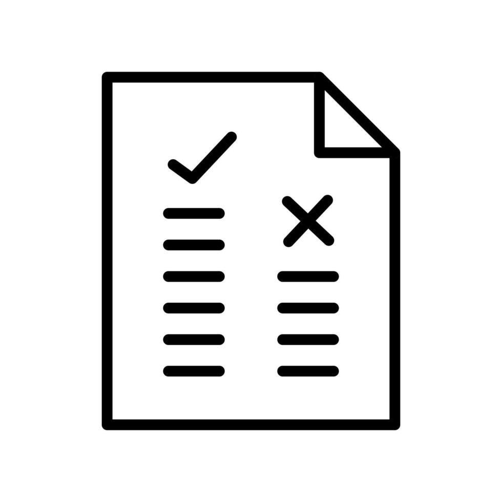 Pros and cons line icon in paper, dos and donts flat icon simple line style vector