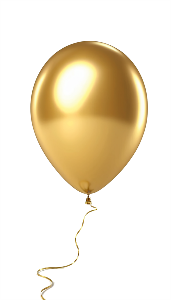 Golden 3D ballon on transparent background png