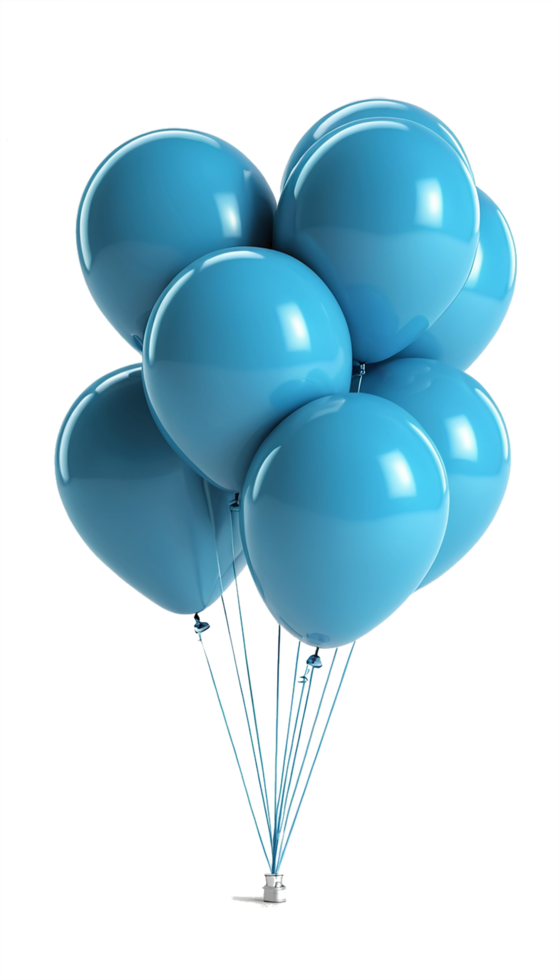 Blue 3D ballon on transparent background png