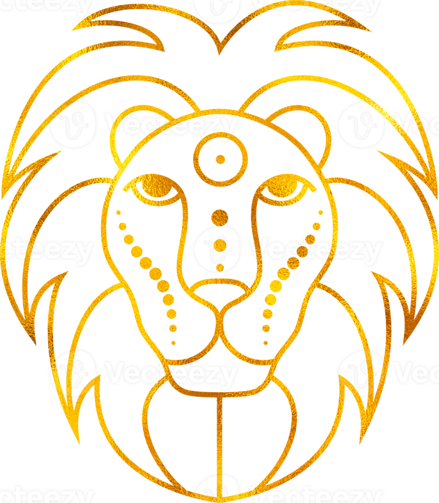 Leo zodiac sign with golden foil effect. png