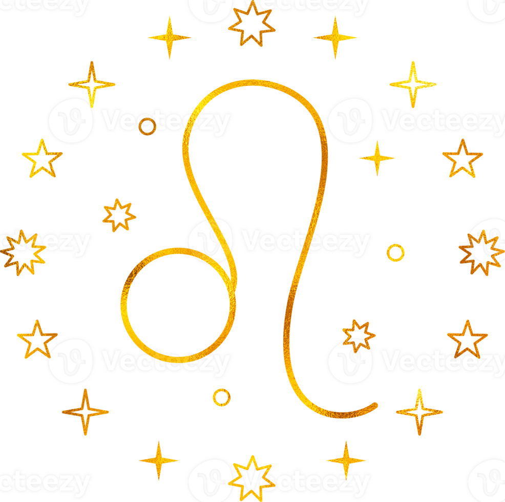 Leo zodiac sign with gold foil effect. png