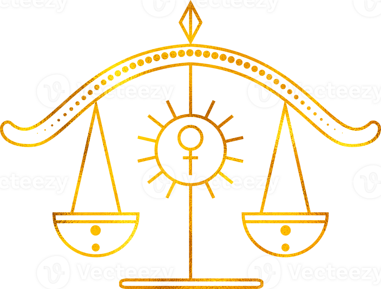 Libra zodiac sign with golden foil effect. png
