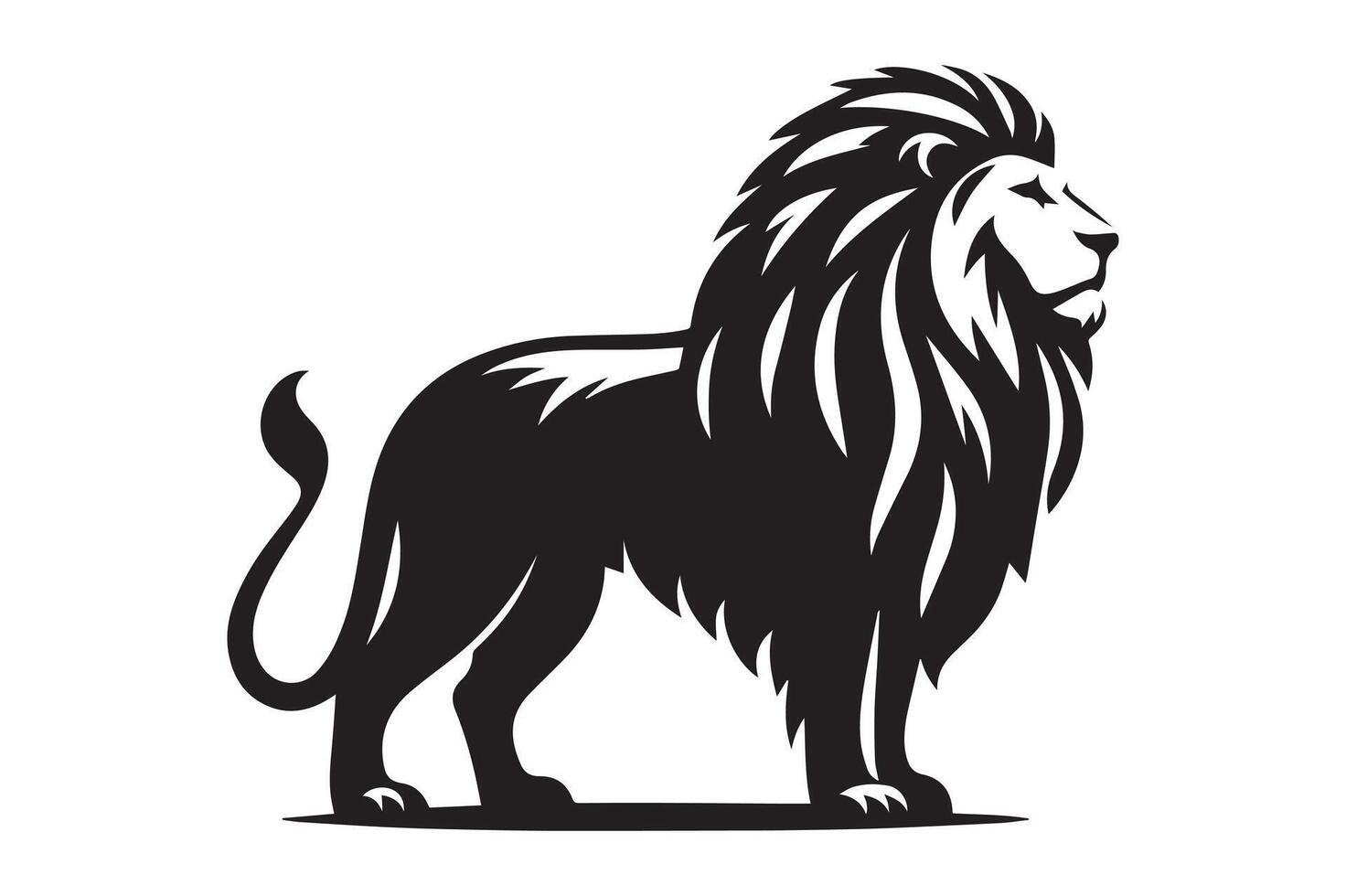 Lion silhouette illustration, simple Art style vector